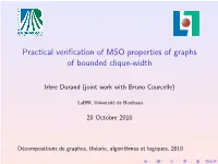 Practical Verification of MSO Properties of Graphs of Bounded Clique-Width