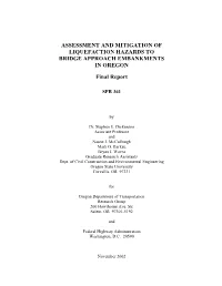 Assessment and Mitigation of Liquefaction Hazards to Bridge Approach Embankments in Oregon