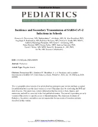 Incidence and Secondary Transmission of SARS-Cov-2 Infections in Schools