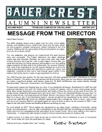 Message from the Director a L U M N I N E W S L E T T