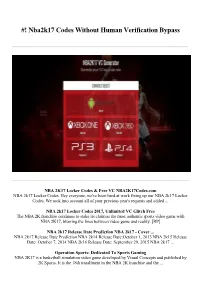 ^* Nba2k17 Locker Codes for Vc