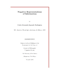Negative Representations of Information