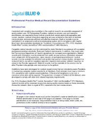 Professional Practice Medical Record Documentation Guidelines
