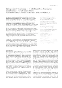 The Specificity-Conferring Code of Adenylation Domains in Nonribosomal Peptide Synthetases Torsten Stachelhaus*, Henning D Mootz and Mohamed a Marahiel