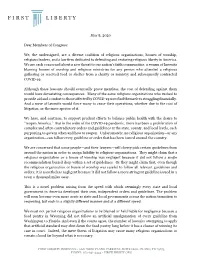 We, the Undersigned, Are a Diverse Coalition of Religious Organizations