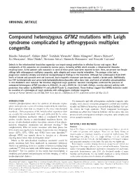 Compound Heterozygous GFM2 Mutations with Leigh Syndrome Complicated by Arthrogryposis Multiplex Congenita