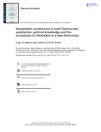 Democratic Satisfaction, Political Knowledge and the Acceptance of Clientelism in a New Democracy