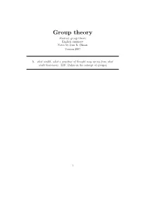 Group Theory Abstract Group Theory English Summary Notes by Jørn B