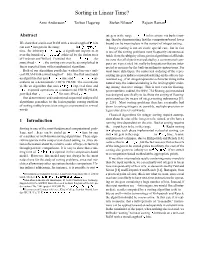 Sorting in Linear Time?