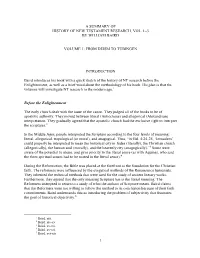 Summary of Baird, History of New Testament Research Vol