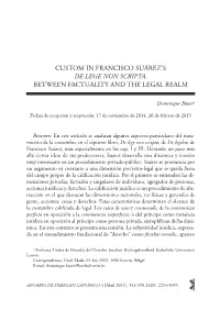 Custom in Francisco Suárez's De Lege Non Scripta