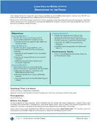 Lesson Plans for Module 27101-13 Orientation to the Trade
