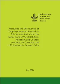 Measuring the Effectiveness of Crop Improvement Research in Sub