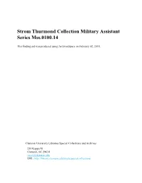 Strom Thurmond Collection Military Assistant Series Mss.0100.14