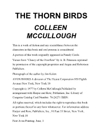 The Thorn Birds Colleen Mccullough