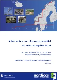 A First Estimation of Storage Potential for Selected Aquifer Cases