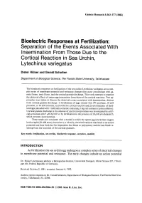 Bioelectric Responses at Fertilization: Separation of the Events Associated