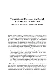 Transnational Processes and Social Activism: an Introduction