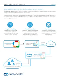 Audiocodes Webrtc Solution DATA SHEET