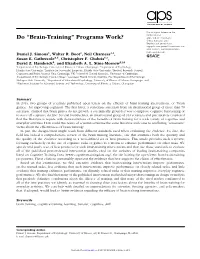 Do “Brain-Training” Programs Work? 2016, Vol