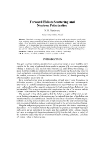 Forward Helion Scattering and Neutron Polarization N