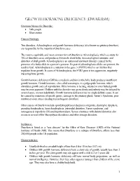 Growth Hormone Deficiency (Dwarfism)