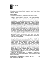 Liberalism According to Štefan Launer Or on an Ethno-Eman- Cipation Theory