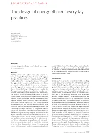 The Design of Energy Efficient Everyday Practices