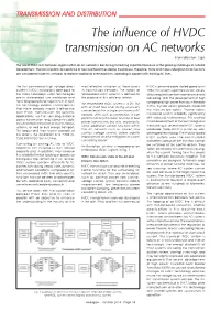 The Influence of HVDC Transmission on AC Networks