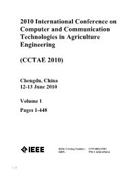 2010 International Conference on Computer and Communication Technologies in Agriculture Engineering