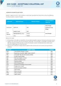 ASX CLEAR – ACCEPTABLE COLLATERAL LIST Effective from 18Th December 2017