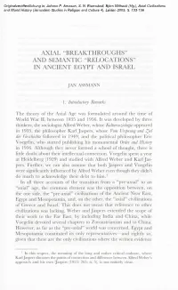 Axial “Breakthroughs” and Semantic “Relocations” in Ancient Egypt and Israel