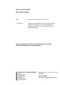 Before a Board of Inquiry Basin Bridge Proposal Summary Of