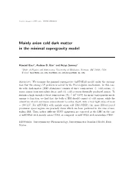Mainly Axion Cold Dark Matter in the Minimal Supergravity Model