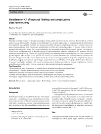 Multidetector CT of Expected Findings and Complications After Hysterectomy