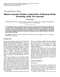 Natural Vascular Floristic Composition of Banaras Hindu University, India: an Overview