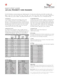 QUICK START GUIDE 125-Khz PROXIMITY CARD READERS