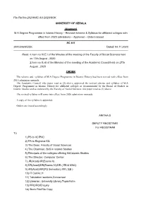 Revised Scheme and Syllabus for MA Islamic History