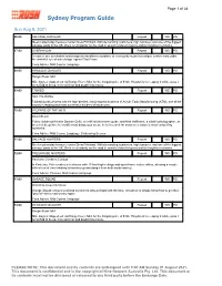 Sydney Program Guide