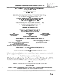 VEOLIA ENVIRONNEMENT (Exact Name of Registrant As Specified in Its Charter)