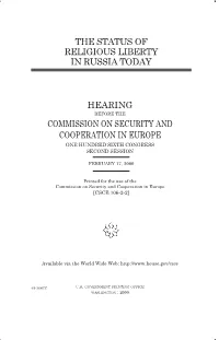 02/17/00 CSCE Hearing, the STATUS of RELIGIOUS LIBERTY