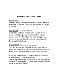Common Eye Conditions