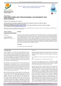 Dam Structures and Types in Nigeria: Sustainability and Effectiveness