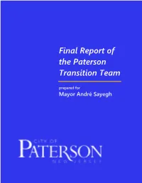 Final Report of the Paterson Transition Team Prepared For
