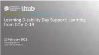 Learning Disability Day Support: Learning from COVID-19