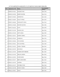 List of Shortlisted Candidates of 12Th Batch of Wosc (Wise Kiran-Ipr)