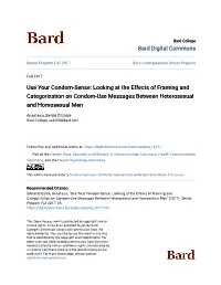 Looking at the Effects of Framing and Categorization on Condom-Use Messages Between Heterosexual and Homosexual Men