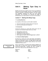 Unit 4 : Making Type Easy to Read