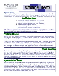 WHAT IS ATHESIS? a Thesis Is an Important Part of Any Essay, Expository Or Argumentative, Because It Introduces a Pattern Of