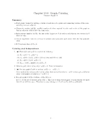 Chapter 10.8: Graph Coloring Tuesday, August 11